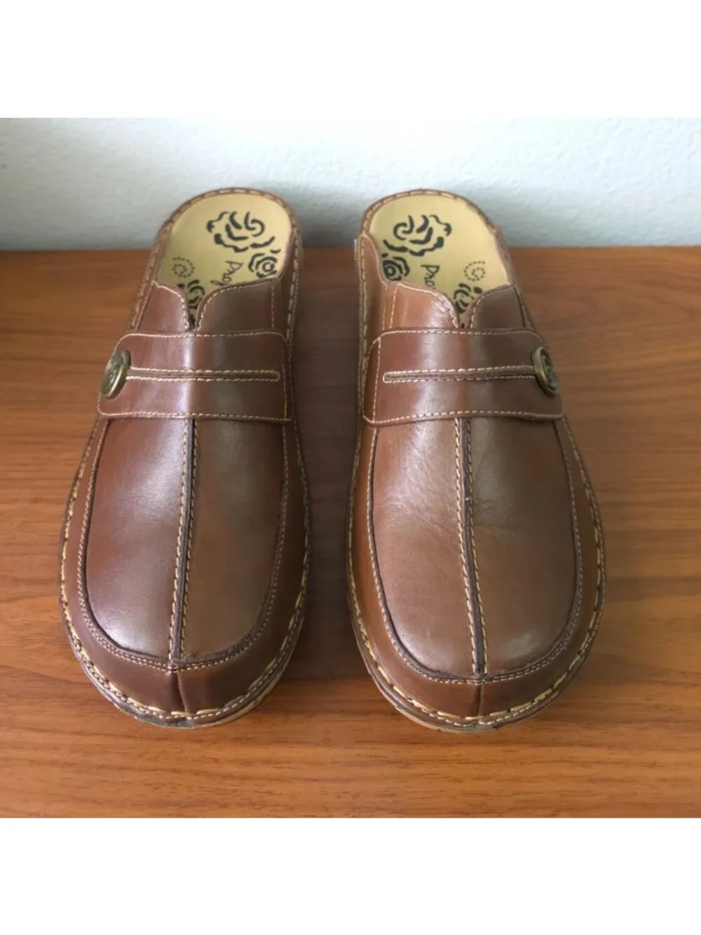 Propet JANA Brown Leather Comfort  Slip-On Adjustable Clog Mules Womens 10X (2E) - Picture 2 of 8
